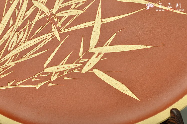 紫砂壶图片：似兰斯馨 文房挂盘 刻绘清新 - 美壶网