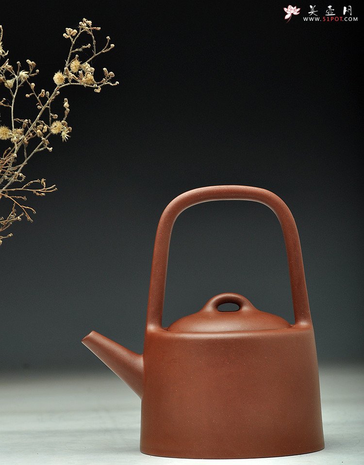 紫砂壶图片：顶级老料 挺拔俊秀 全手曼生提梁 仅此一件不接受定做 - 美壶网
