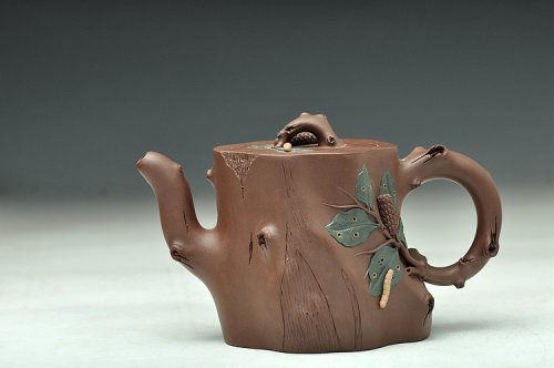 崔巍健紫砂壶 崔巍健代表作 树桩精品  桑蚕壶 原矿紫泥