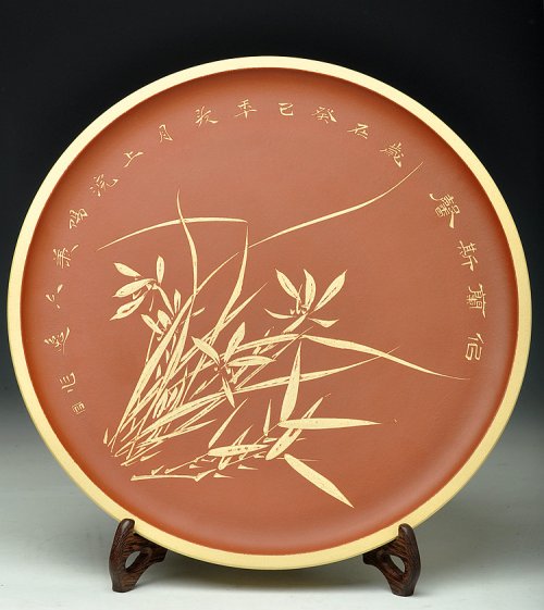 陆轶舟紫砂壶 似兰斯馨 文房挂盘 刻绘清新 