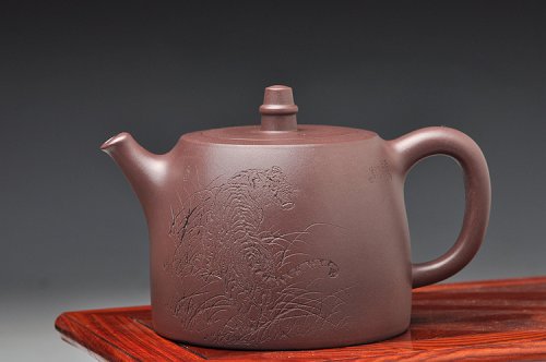 陈进紫砂壶 有骨有肉的全手汉铎 有骨有肉的虎   精品 原矿紫茄泥