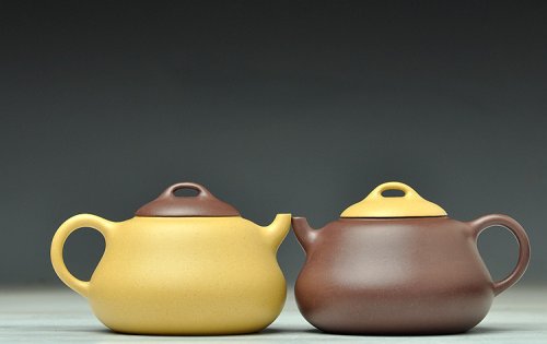 谭华斌紫砂壶 特惠之葫芦兄弟 福禄 憨态可掬 本绿与紫泥一对 原矿底槽清
