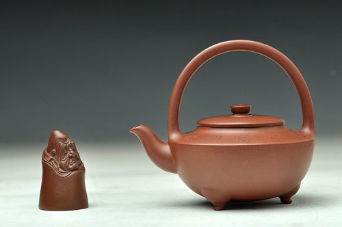 陈进紫砂壶 难度极大之全手工望月提梁 中书协刘世涛装饰 收藏佳品 原矿底槽清