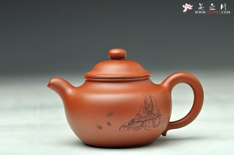 紫砂壶图片：文气装饰 雅致 朱泥莲子 - 美壶网