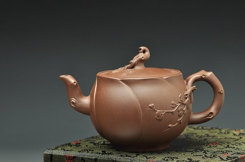 单志萍紫砂壶 嵌盖 梅枝疏朗得趣 含苞待放 原矿紫泥