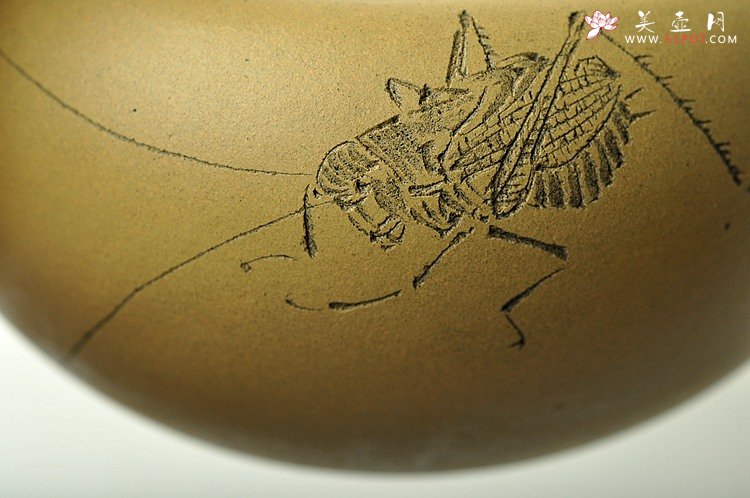 紫砂壶图片：天水牛 知了 蟋蟀 生动形象 文玩杂项 手工精品薄胎一捺底笔洗 - 美壶网