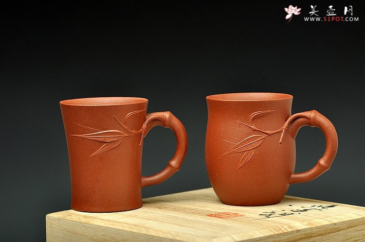 紫砂壶图片：一对竹节杯 和美清风 - 美壶网