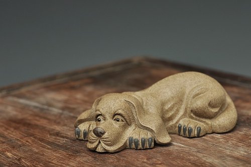 美壶定制紫砂壶 精品版本 拉毛小狗 做工精致 栩栩如生 青灰泥