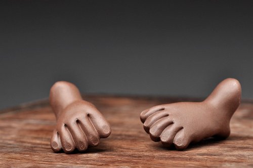 美壶定制紫砂壶 知足之乐  一对可爱的小脚丫 让人深思遐想的茶宠 原矿紫泥