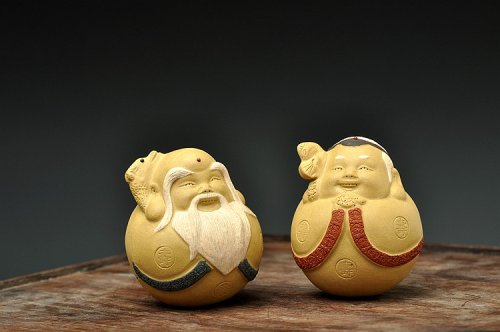 美壶定制紫砂壶 寿公寿婆一对 ~Q的茶宠 原矿段泥