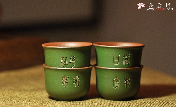 紫砂壶图片：石丁之经典作品  佛缘杯一套 古色古香 雅致 - 美壶网