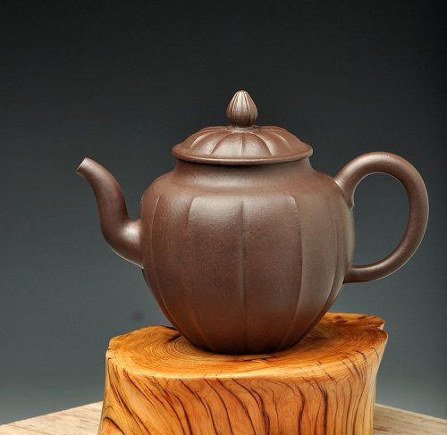 蔡旭伟紫砂壶 挺拔俊秀 做工精致  全手筋囊佳器 金瓜 原矿紫泥