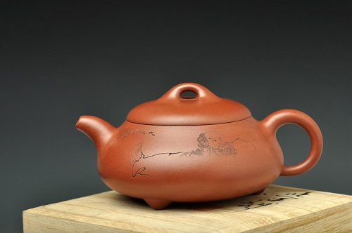钱伟刚紫砂壶 经典器形 钱伟刚精心装饰达摩 汉棠石瓢 原矿清水泥