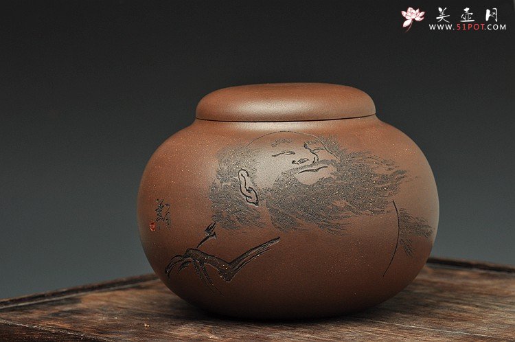 紫砂壶图片：珠圆玉润之游云 文房茶叶罐 - 美壶网