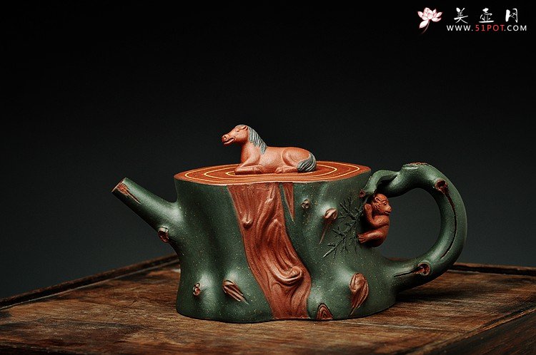 紫砂壶图片：恭贺新春 造型独特 构思巧妙  马上封侯 送礼自玩佳品~ - 美壶网