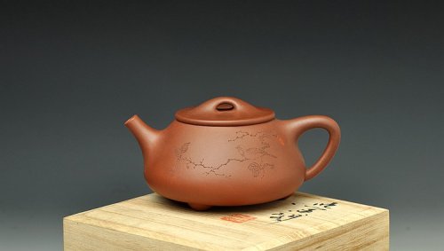 周斌紫砂壶 国助和石装饰 型正料爽 全手景舟石瓢 红皮龙