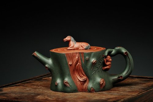 崔巍健紫砂壶 恭贺新春 造型独特 构思巧妙  马上封侯 送礼自玩佳品~ 原矿清水泥