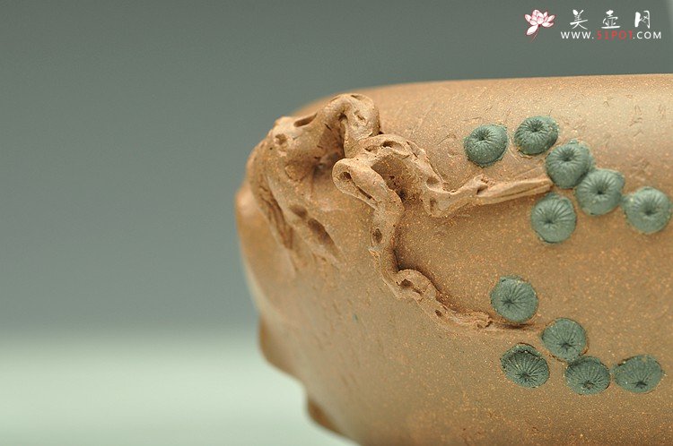 紫砂壶图片：全手松段水盂 文房雅玩 - 美壶网