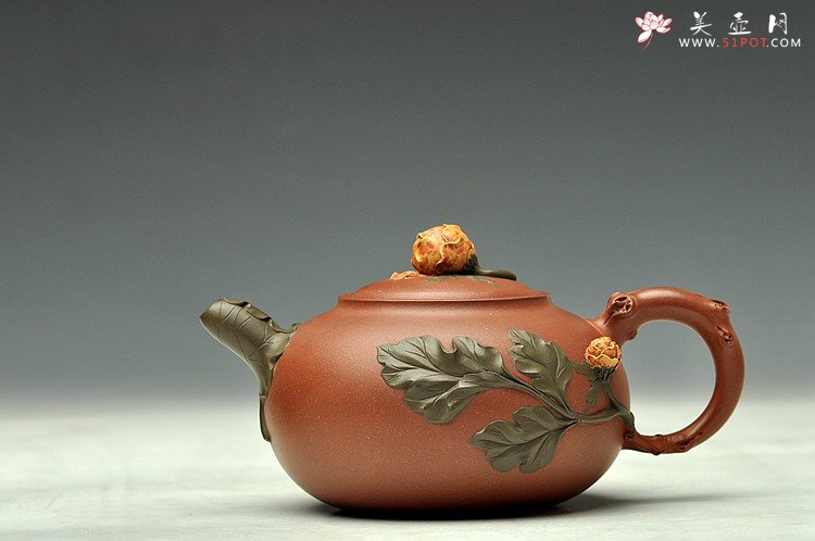 紫砂壶图片：国色天香~写生造型  牡丹 孙伟强张新亚合作原创作品 - 美壶网