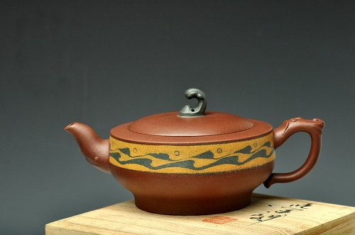 闵祥君紫砂壶 闵祥君经典代表作 三色通透胶泥 颇具难度  大碧浪 