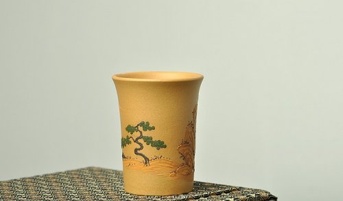 美壶定制紫砂壶 文气 古朴雅致 主人杯 泥绘通景山水 原矿段泥