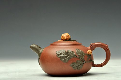 孙伟强紫砂壶 国色天香~写生造型  牡丹 孙伟强张新亚合作原创作品 原矿清水泥