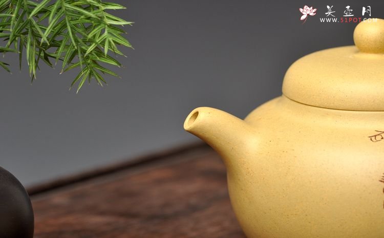 紫砂壶图片：此壶小巧文气 圆润饱满 实用有趣 本山绿圆珠 - 美壶网