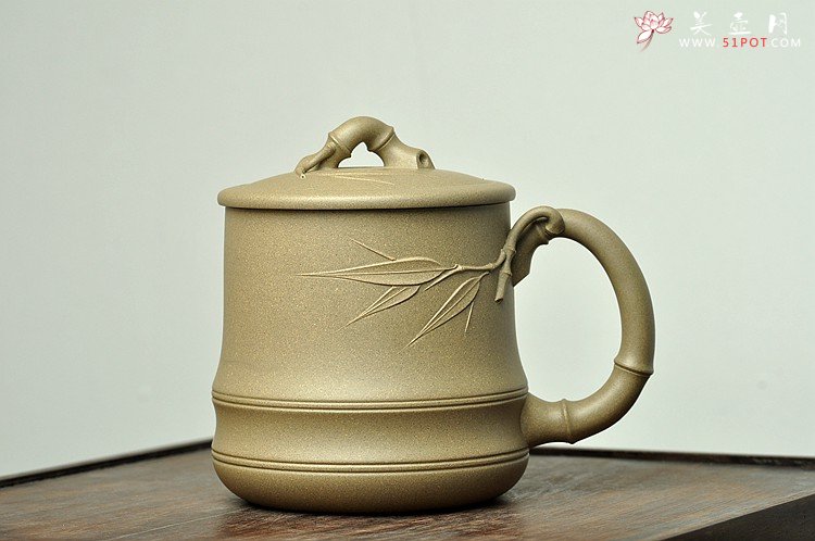 紫砂壶图片：厚重大气 居不可无竹 清韵杯 精品老紫泥and黄龙源青段 不接受定做 - 美壶网