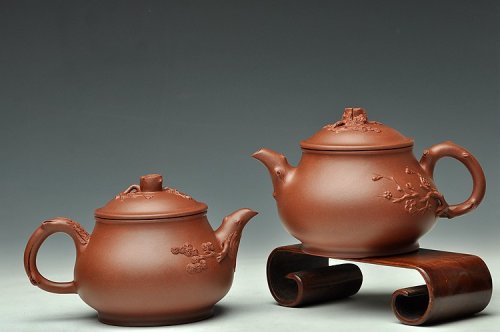 单志萍紫砂壶 传统实用 寓意吉祥 松梅常青之潘韵 原矿清水泥