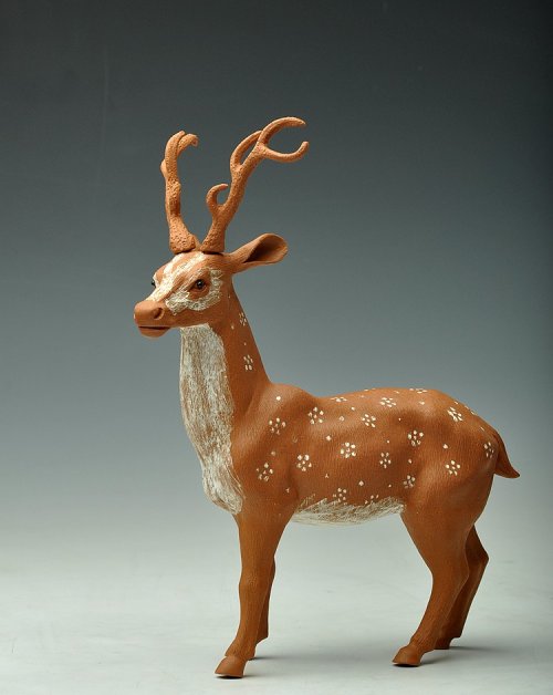 美壶定制紫砂壶 梅花鹿 原矿段泥