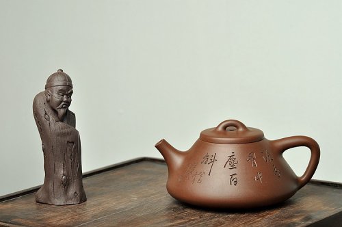 周路健紫砂壶 骨肉均挺 进步明显 全手子冶石瓢 张听刚装饰 原矿紫泥