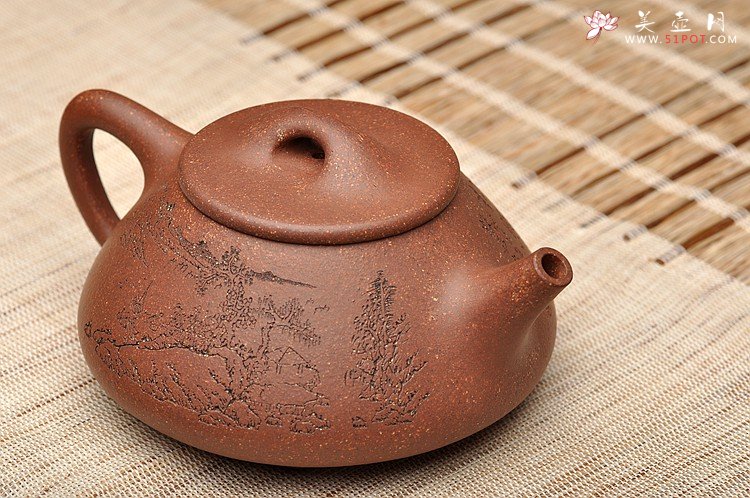 紫砂壶图片：周斌全手力作 经典器形 中石瓢 肥而不腻 清奇 鱼籽砂 - 美壶网