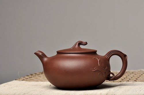 高雪琴紫砂壶 线条流畅 韵味十足 简意花器 全手工花趣 原矿紫泥