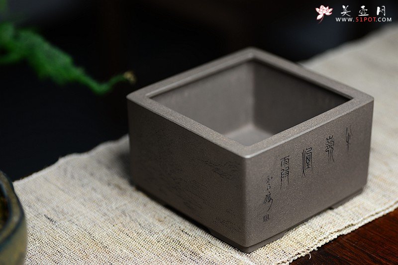 紫砂壶图片：清韵悠长 精工典范 小花盆 文房雅玩 国助和石装饰 - 美壶网