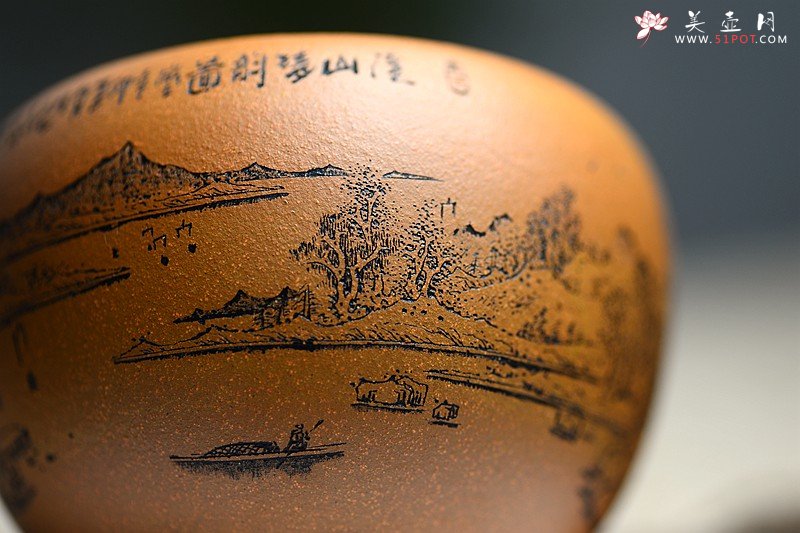 紫砂壶图片：精刻山水之钵 笔洗 把玩精品 有宋朝高远之气~ - 美壶网