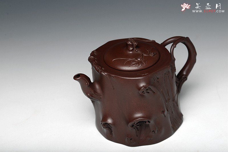 紫砂壶图片：花货典范 灵韵秀雅 全手葡萄桩之万年丰 薄胎精品 - 美壶网