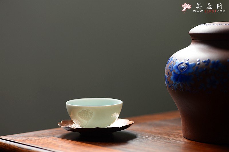 紫砂壶图片：美壶定做 精品粉彩茶叶罐 浑厚大气 古朴之风 - 美壶网