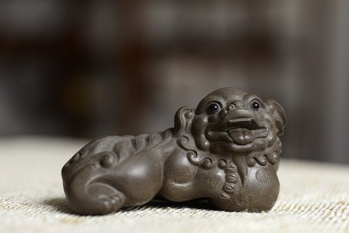 美壶定制紫砂壶 古朴文气 青狮子茶宠  青灰泥