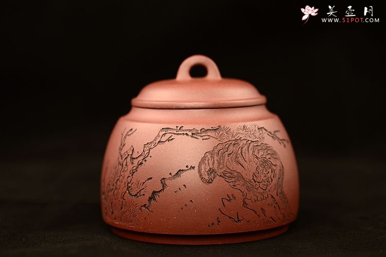 紫砂壶图片：虎蹲茶叶罐 - 美壶网