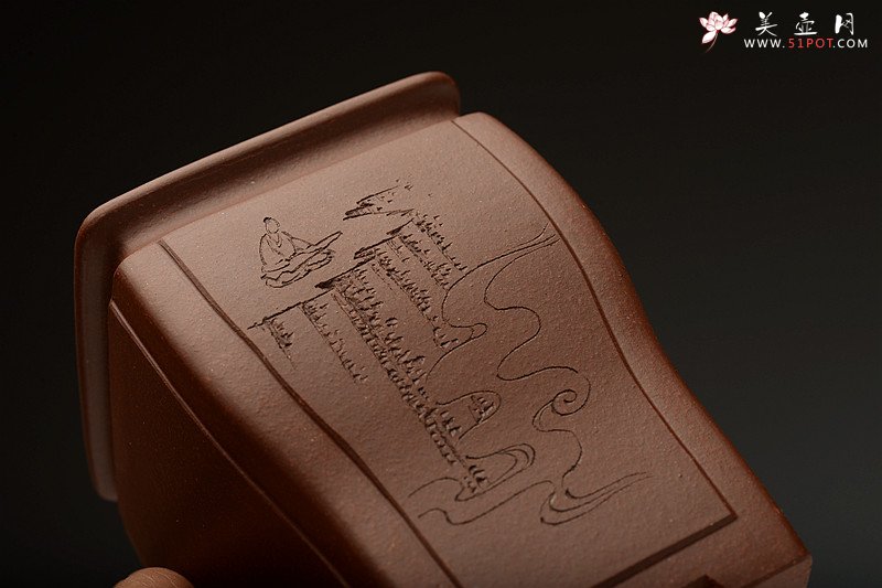 紫砂壶图片：张秋平全手制花盆 陆逸舟精心装饰 四方开光花盆 - 美壶网