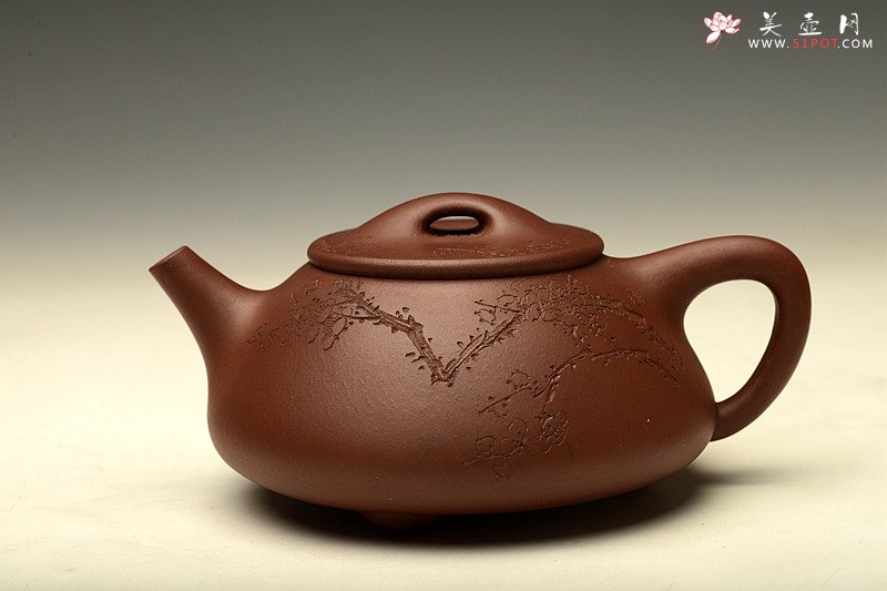 紫砂壶图片：全手满瓢 陆轶舟装饰通转梅花 劲道小霸王o(∩_∩)o  - 美壶网