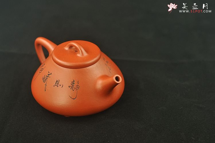 紫砂壶图片：难得成品 陈进惊艳之作 全手朱泥子冶石瓢 骨感挺拔 - 美壶网