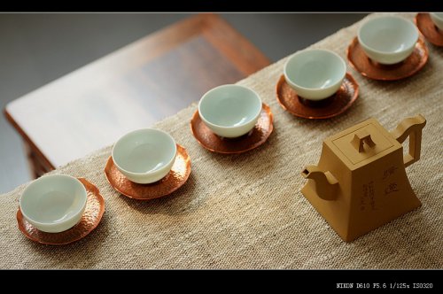 美壶定制紫砂壶 美壶特惠一套 景德镇手工浅雕杯+福建手工制作莲花铜杯托~ **必备数量有限o(∩_∩)o  