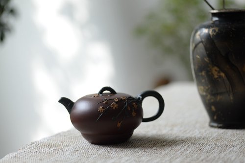 黄云云紫砂壶 当今实力派黄云云作品  迎春花 原矿紫泥