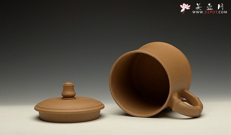 紫砂壶图片：美壶特惠 黄龙山原矿段泥  高温竹节盖杯 - 美壶网