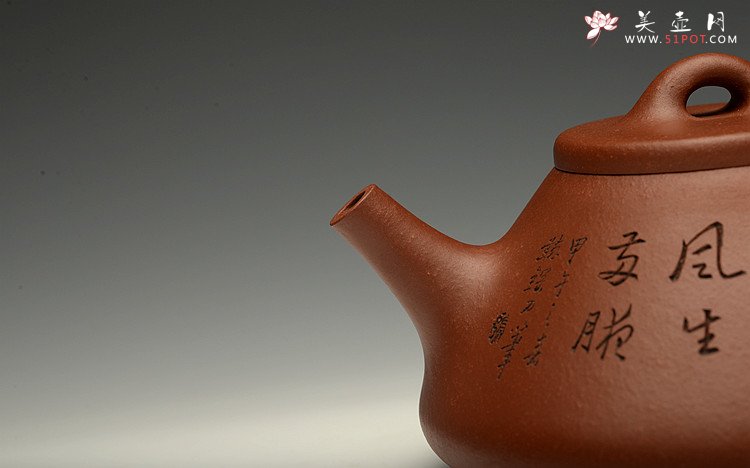 紫砂壶图片：张听刚装饰 原矿老紫泥 全手大子冶石瓢 精工 - 美壶网