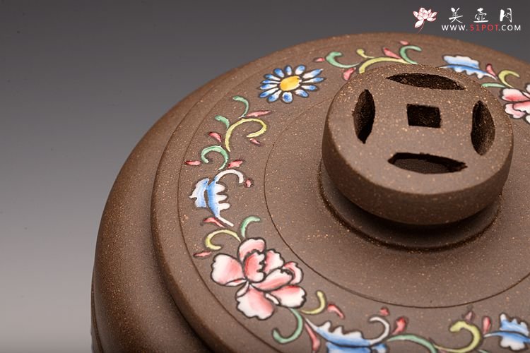 紫砂壶图片：美壶定做 精品粉彩茶叶罐 浑厚大气 古朴之风 - 美壶网