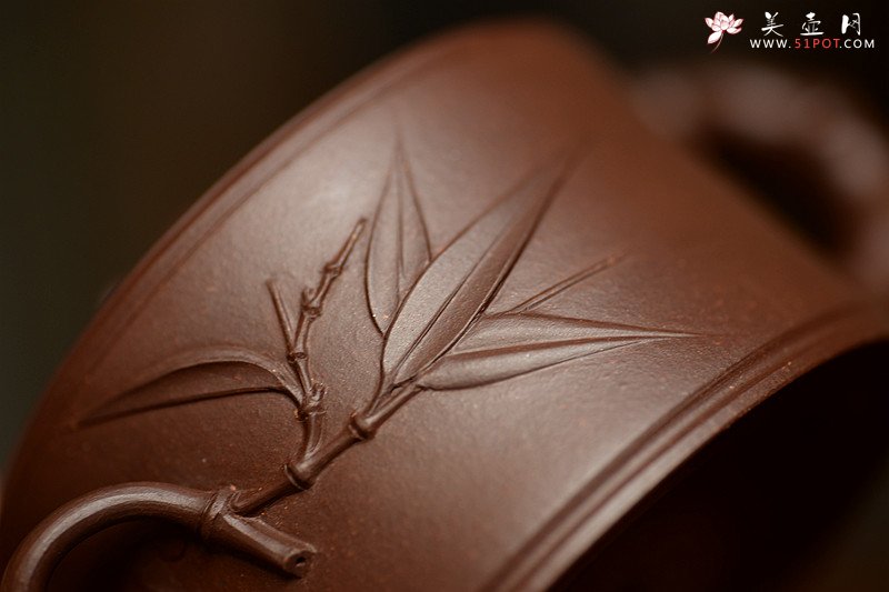 紫砂壶图片：陈腐老紫泥 精致花货之小竹段 居不可无竹o(∩_∩)o 仅1把不接受定做 - 美壶网