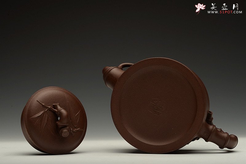 紫砂壶图片：陈腐老紫泥 精致花货之小竹段 居不可无竹o(∩_∩)o 仅1把不接受定做 - 美壶网