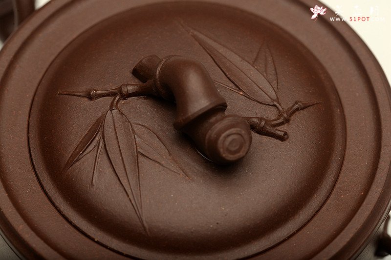 紫砂壶图片：陈腐老紫泥 精致花货之小竹段 居不可无竹o(∩_∩)o 仅1把不接受定做 - 美壶网